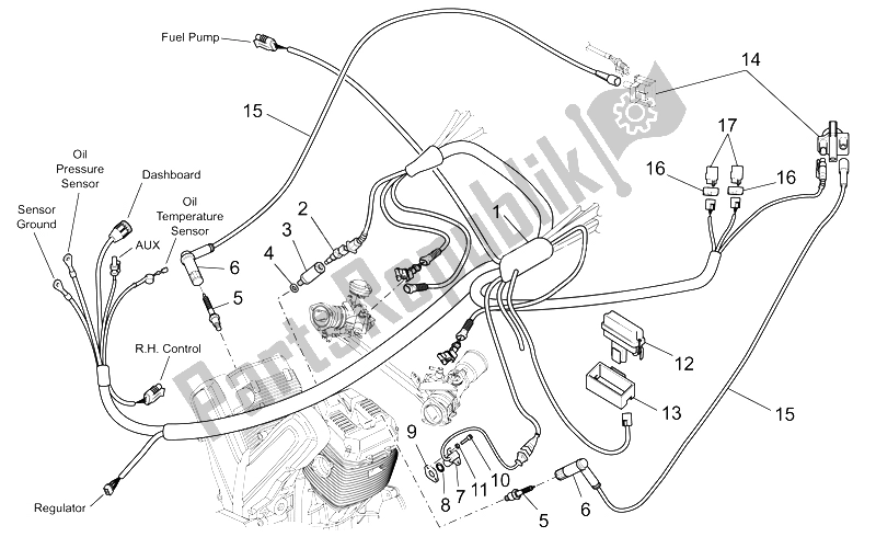 Alle onderdelen voor de Elektrisch Systeem I van de Moto-Guzzi MGS 01 Corsa 1200 2004