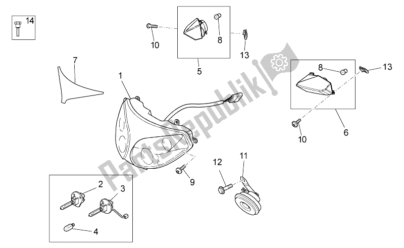 All parts for the Headlight/horn of the Moto-Guzzi Norge 1200 IE 8V Polizia Stradale 2014