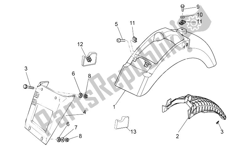 Tutte le parti per il Corpo Posteriore - Parafango del Moto-Guzzi Nevada 750 S 2010