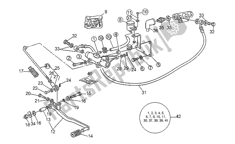 All parts for the Brake M. Cyl. Mod. Unit of the Moto-Guzzi Strada 1000 1993