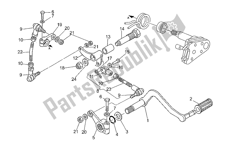 All parts for the Gear Lever of the Moto-Guzzi Nevada Club 350 1998