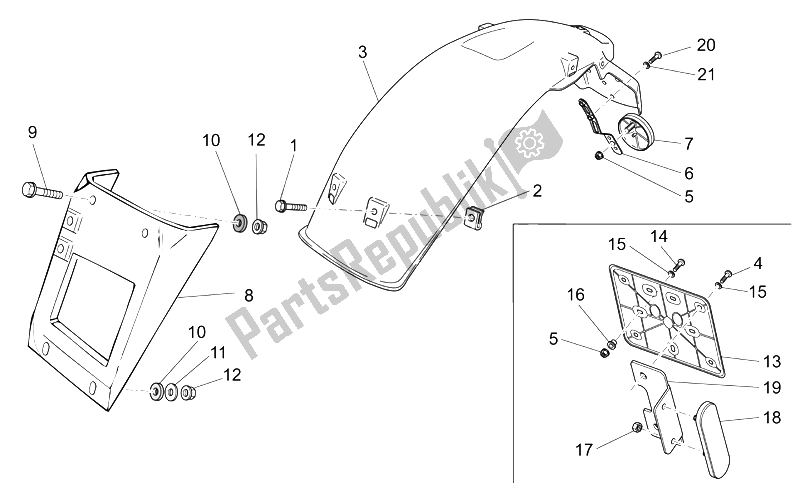 Alle onderdelen voor de Achterlichaam - Spatbord van de Moto-Guzzi Breva IE 750 2003