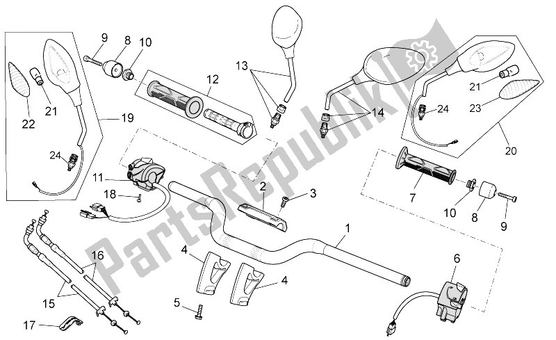 Toutes les pièces pour le Guidon - Commandes du Moto-Guzzi Stelvio 1200 8V STD NTX 2011