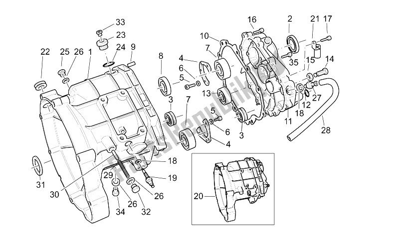 Alle onderdelen voor de Transmissie Kooi van de Moto-Guzzi California EV PI CAT 1100 2003