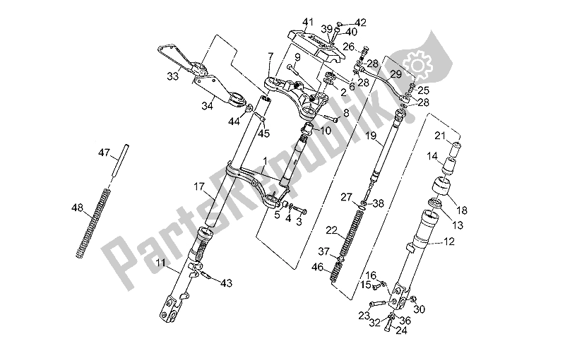 All parts for the Front Fork of the Moto-Guzzi V 35 Florida 350 1986