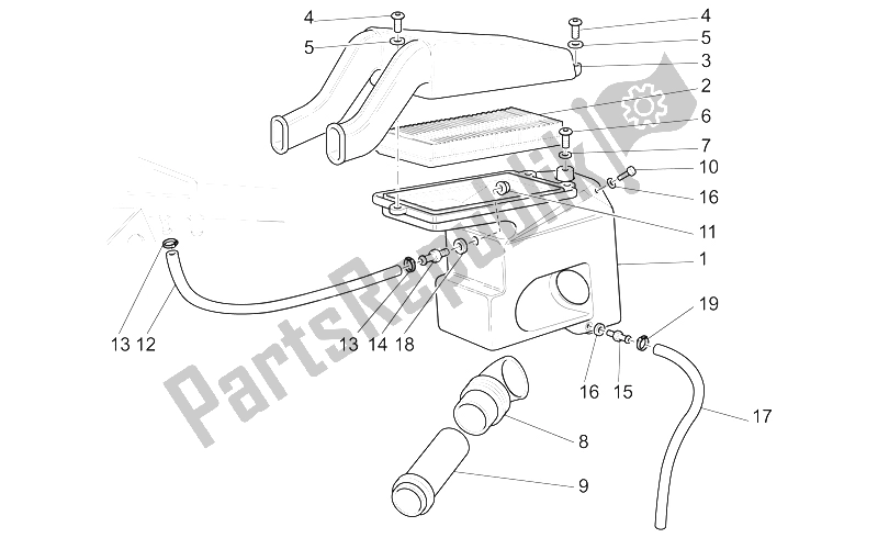 All parts for the Air Box of the Moto-Guzzi California Alum TIT PI CAT 1100 2003