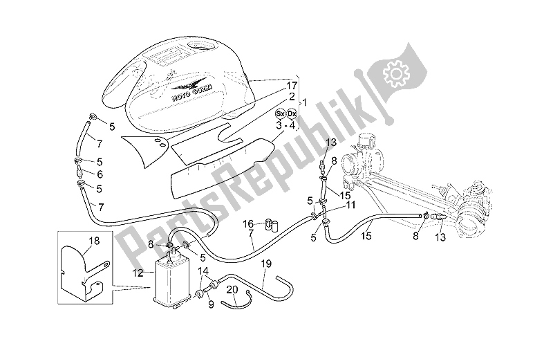 Toutes les pièces pour le Système De Récupération De Vapeur De Carburant du Moto-Guzzi V 11 LE Mans Sport Naked 1100 2001