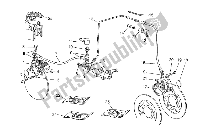 All parts for the Front Lh/rear Brake System of the Moto-Guzzi V 35 Florida 350 1986