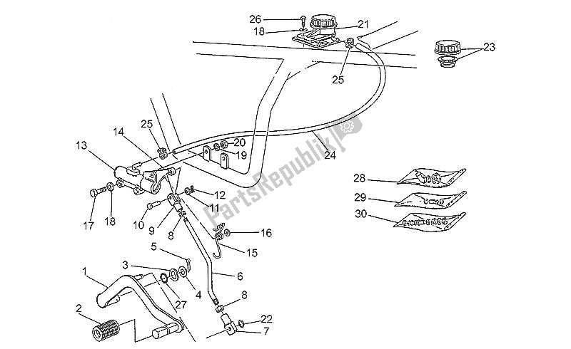 Toutes les pièces pour le Maître-cylindre Arrière du Moto-Guzzi Nevada 750 1993