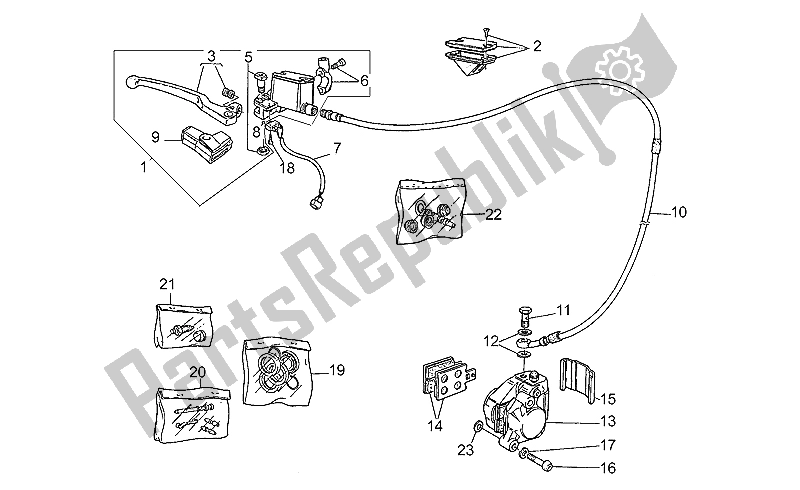 Todas as partes de Sistema De Freio Dianteiro do Moto-Guzzi NTX 650 1987