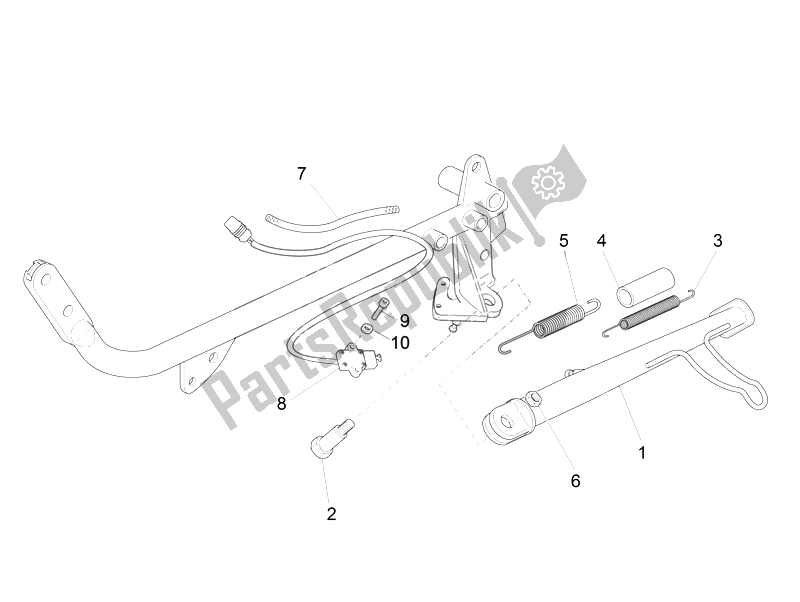 Alle onderdelen voor de Zijstandaard van de Moto-Guzzi V7 Stone 750 2014