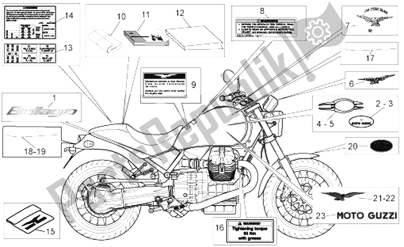 Toutes les pièces pour le Assiette Set-decal-op. Handbooks du Moto-Guzzi Bellagio 940 2007