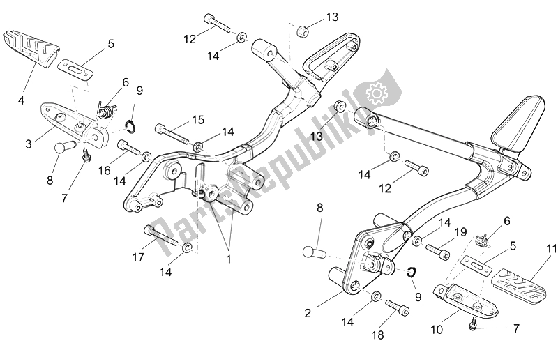 Tutte le parti per il Poggiapiedi Anteriori del Moto-Guzzi Stelvio 1200 2008