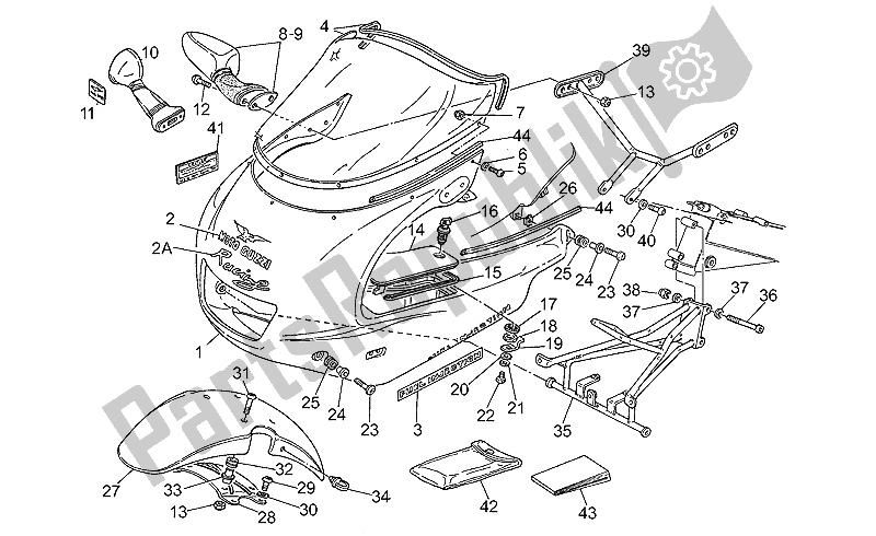 Alle onderdelen voor de Kuip van de Moto-Guzzi Daytona Racing 1000 1996