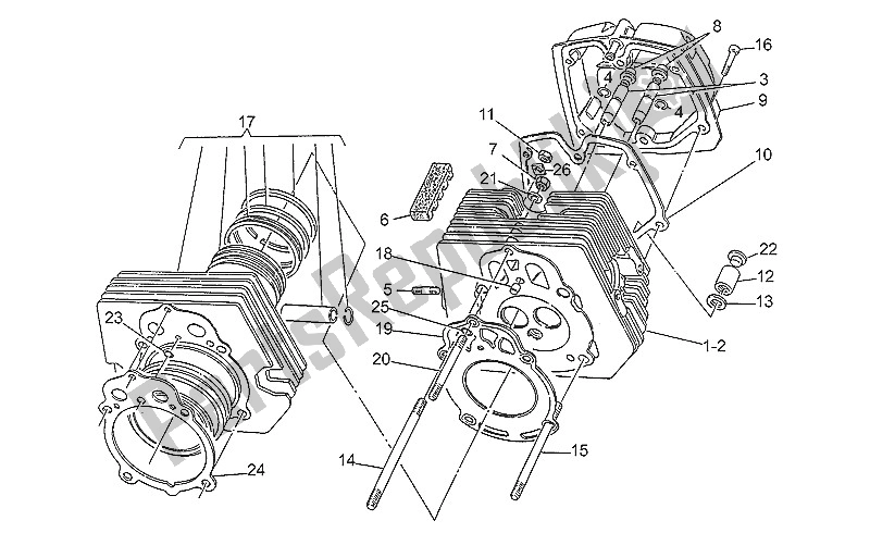 Alle onderdelen voor de Cilinderkop van de Moto-Guzzi Nevada 350 1992