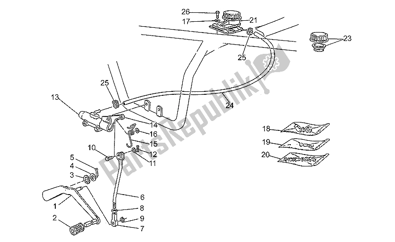 Toutes les pièces pour le Maître-cylindre Arrière du Moto-Guzzi SP 750 1990