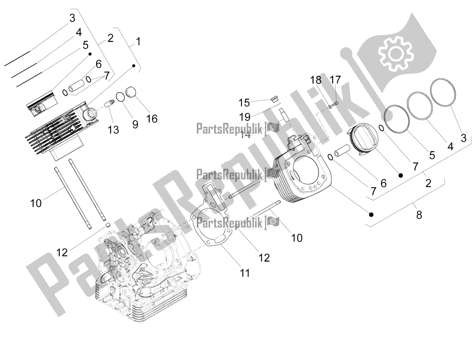 Todas las partes para Cilindro - Pistón de Moto-Guzzi Audace 1400 ABS 2016