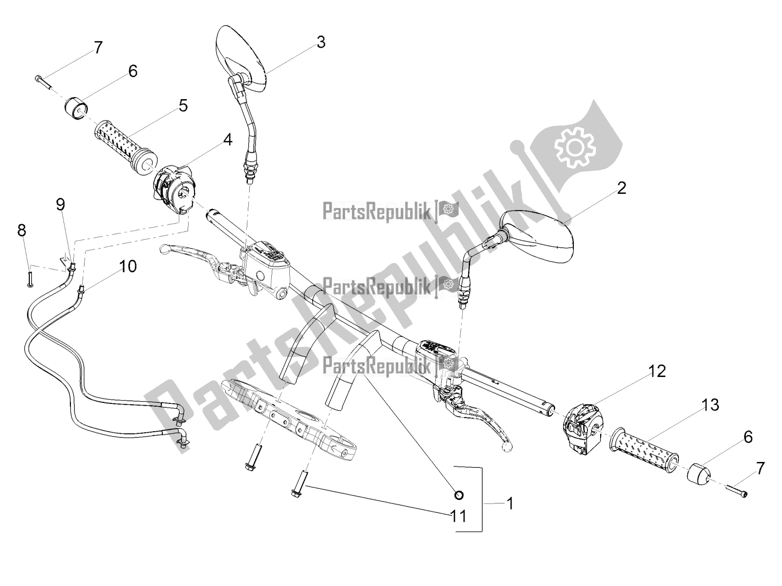 Tutte le parti per il Manubrio - Comandi del Moto-Guzzi Audace 1400 ABS 2016