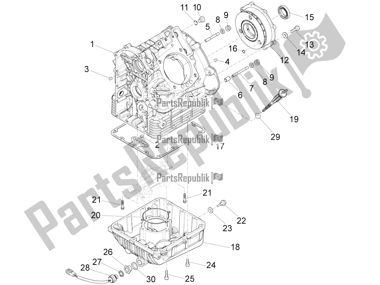 All parts for the Crankcases I of the Moto-Guzzi Audace 1400 ABS 2017