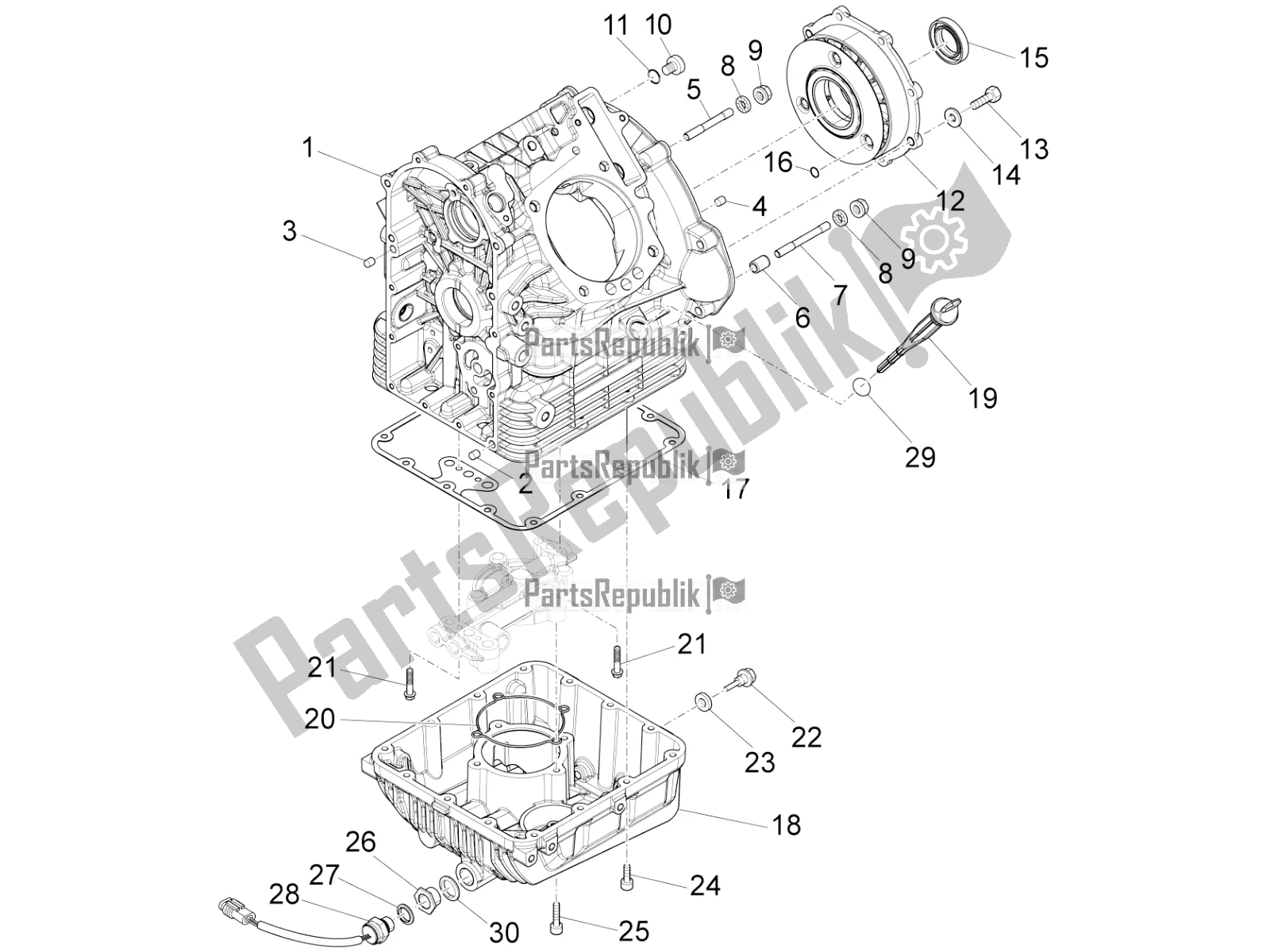 All parts for the Crankcases I of the Moto-Guzzi Audace 1400 ABS 2019