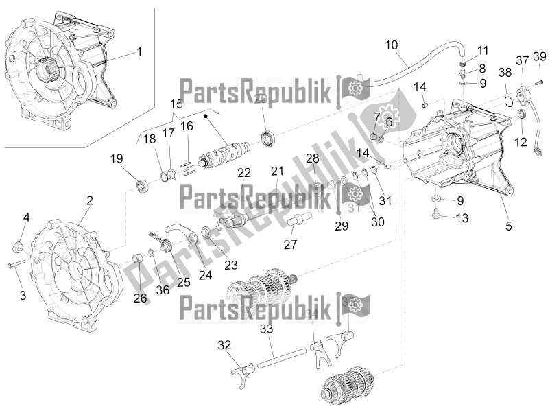 All parts for the Gear Box / Selector / Shift Cam of the Moto-Guzzi Audace 1400 ABS 2019