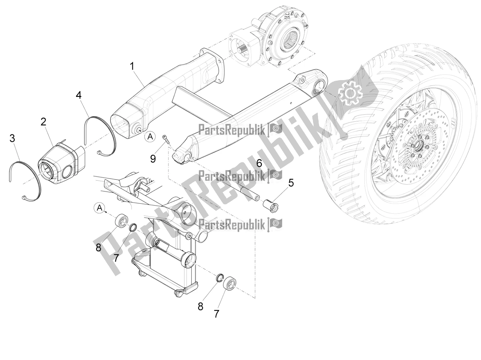 Toutes les pièces pour le Bras Oscillant du Moto-Guzzi Audace 1400 ABS 2019