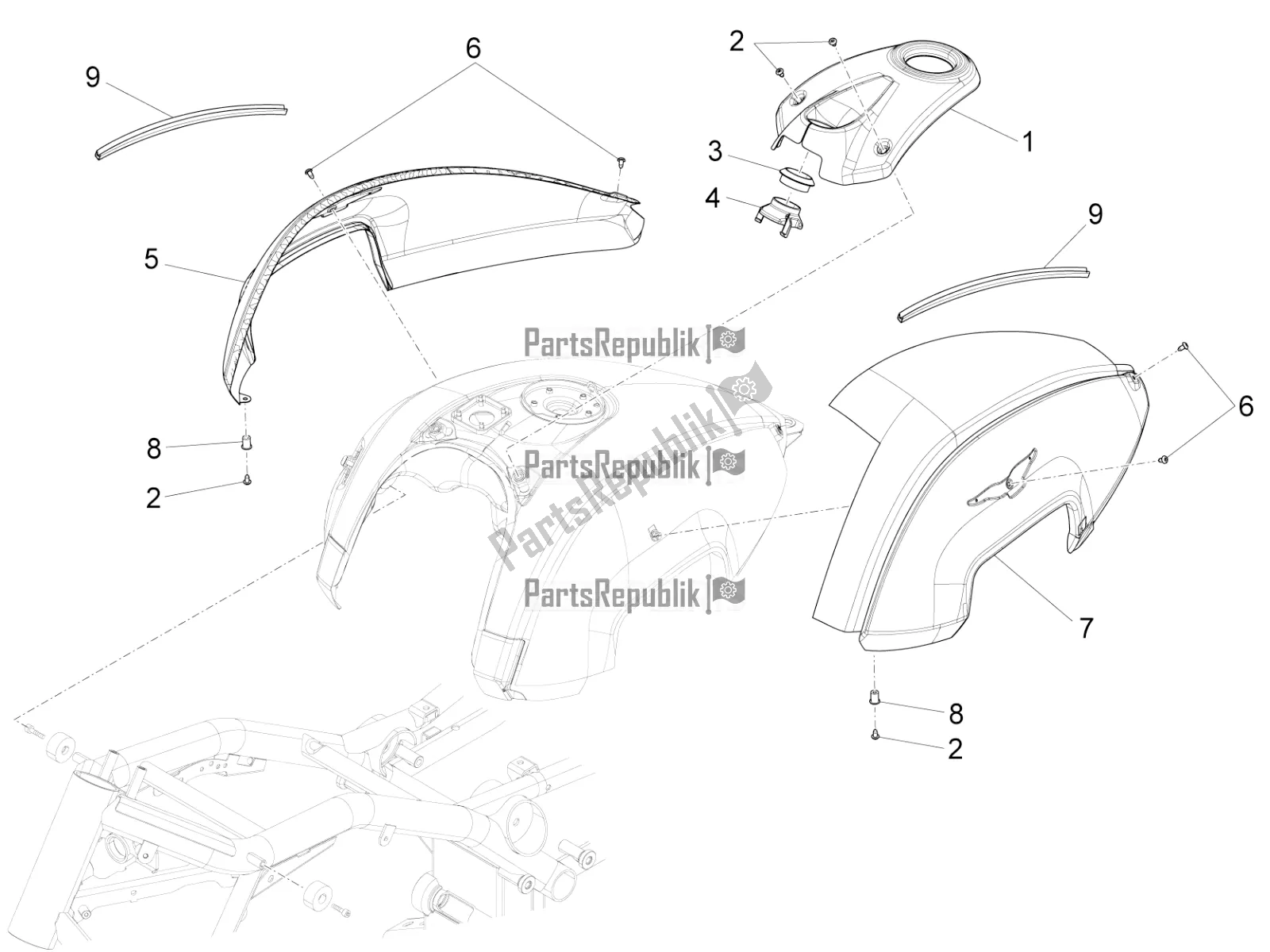 Toutes les pièces pour le Couvercle De Réservoir du Moto-Guzzi Audace 1400 ABS 2019