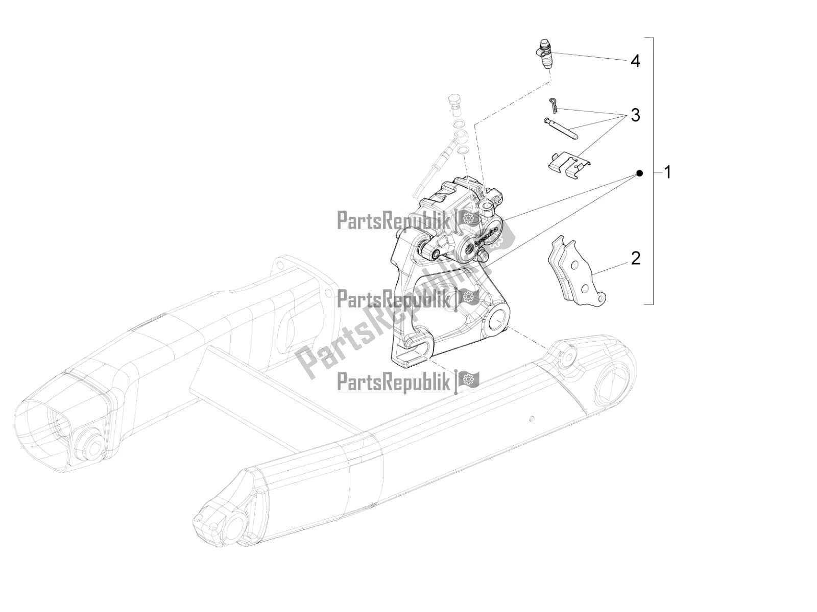 All parts for the Rear Brake Caliper of the Moto-Guzzi Audace 1400 ABS USA 2016