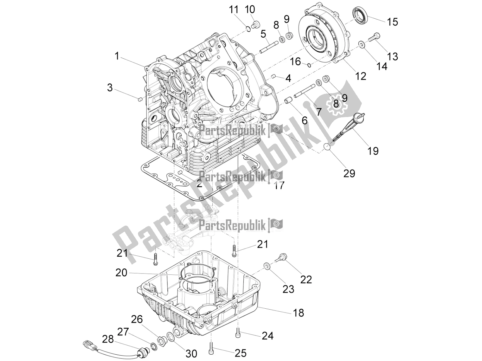 All parts for the Crankcases I of the Moto-Guzzi Audace 1400 Carbon ABS 2018