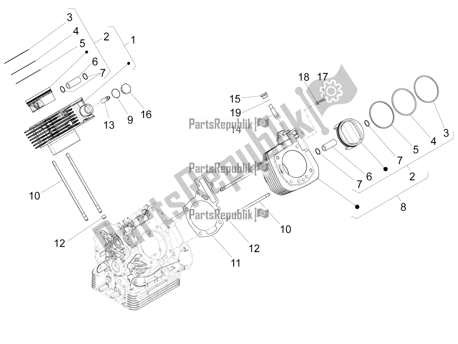 Toutes les pièces pour le Cylindre - Piston du Moto-Guzzi Audace 1400 Carbon ABS 2019