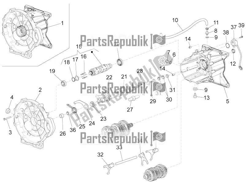 Alle onderdelen voor de Versnellingsbak / Keuzeschakelaar / Schakelnok van de Moto-Guzzi Audace 1400 Carbon ABS 2020