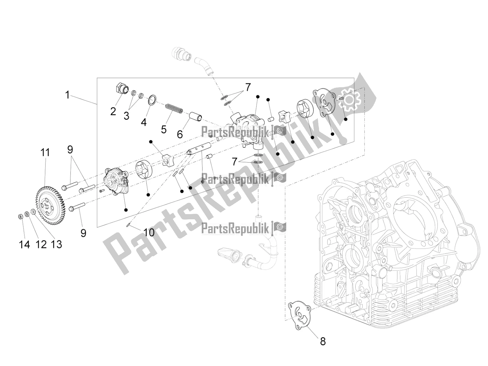 Toutes les pièces pour le La Pompe à Huile du Moto-Guzzi Audace 1400 Carbon ABS 2020