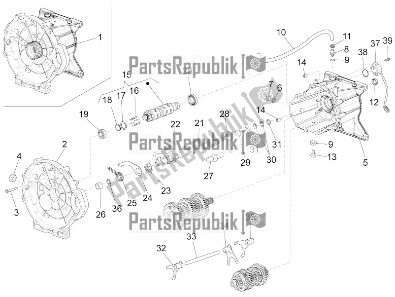 All parts for the Gear Box / Selector / Shift Cam of the Moto-Guzzi Audace 1400 Carbon ABS Apac 2018