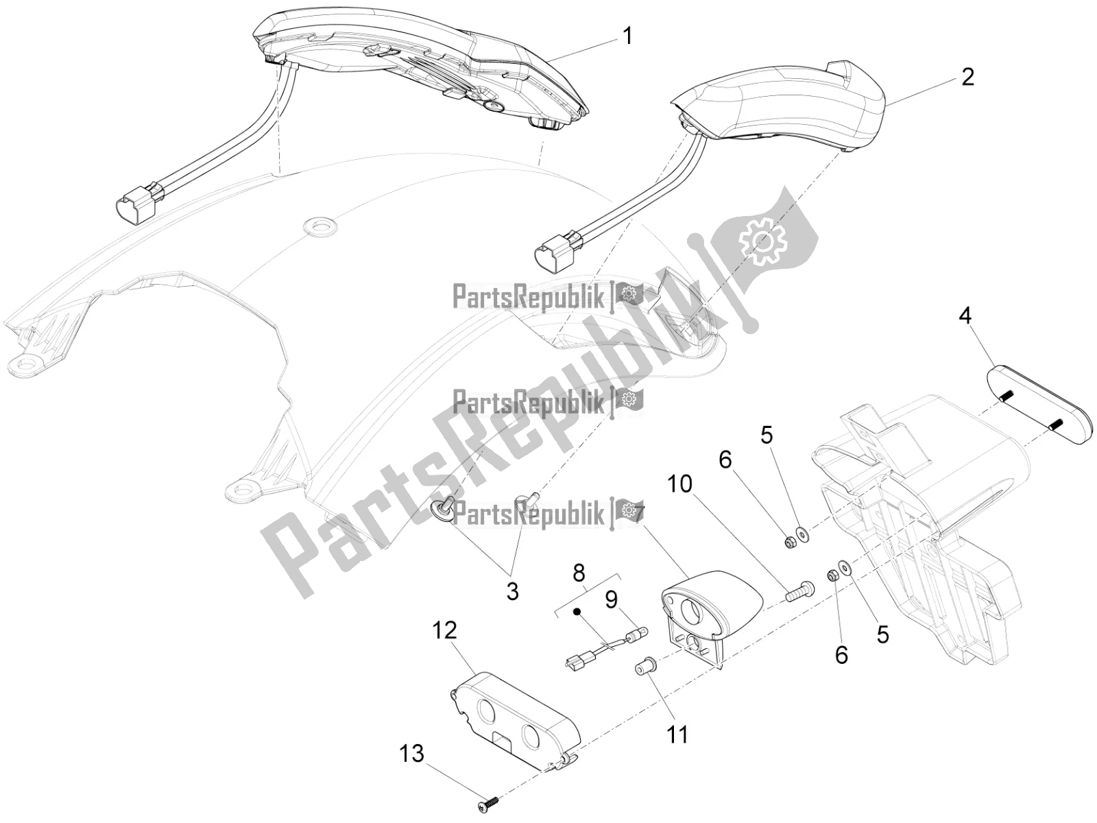 Tutte le parti per il Luci Posteriori del Moto-Guzzi Audace 1400 Carbon ABS Apac 2018