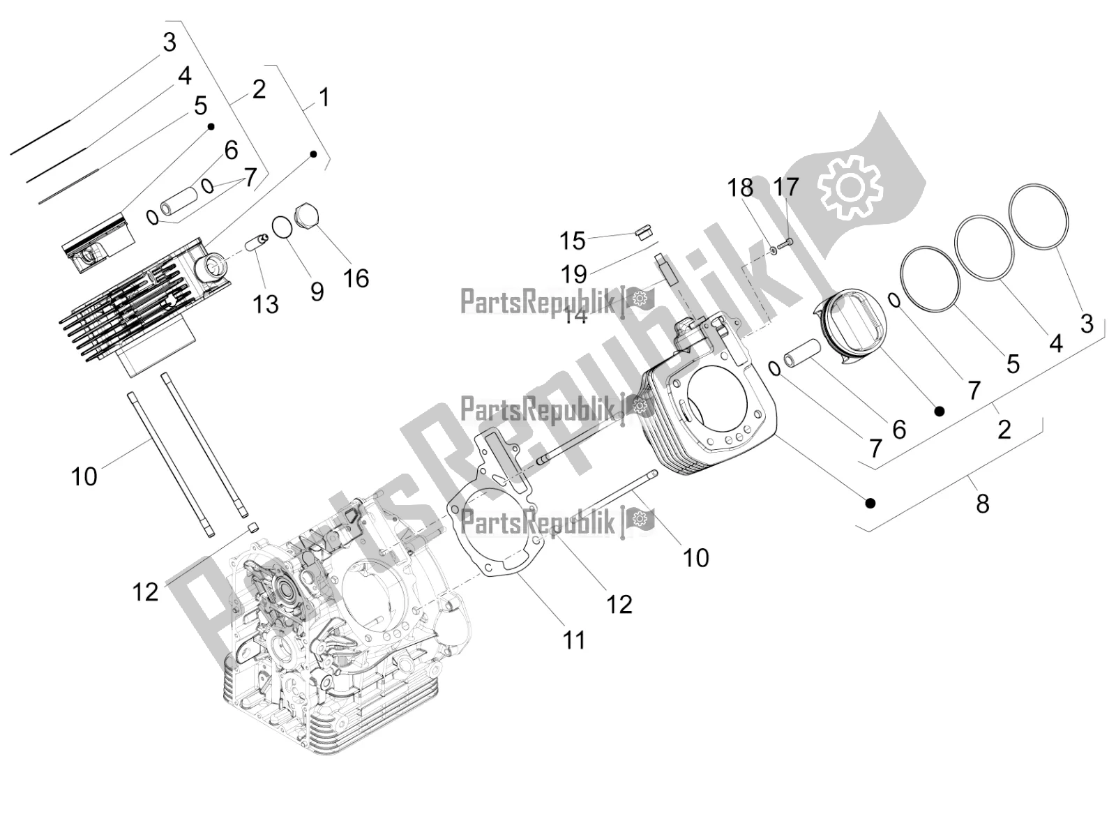 Toutes les pièces pour le Cylindre - Piston du Moto-Guzzi Audace 1400 Carbon ABS Apac 2019