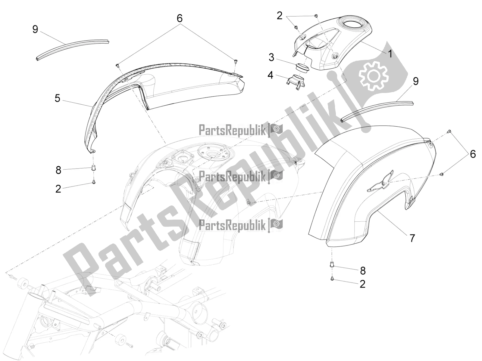 Alle onderdelen voor de Tankdeksel van de Moto-Guzzi Audace 1400 Carbon ABS Apac 2019