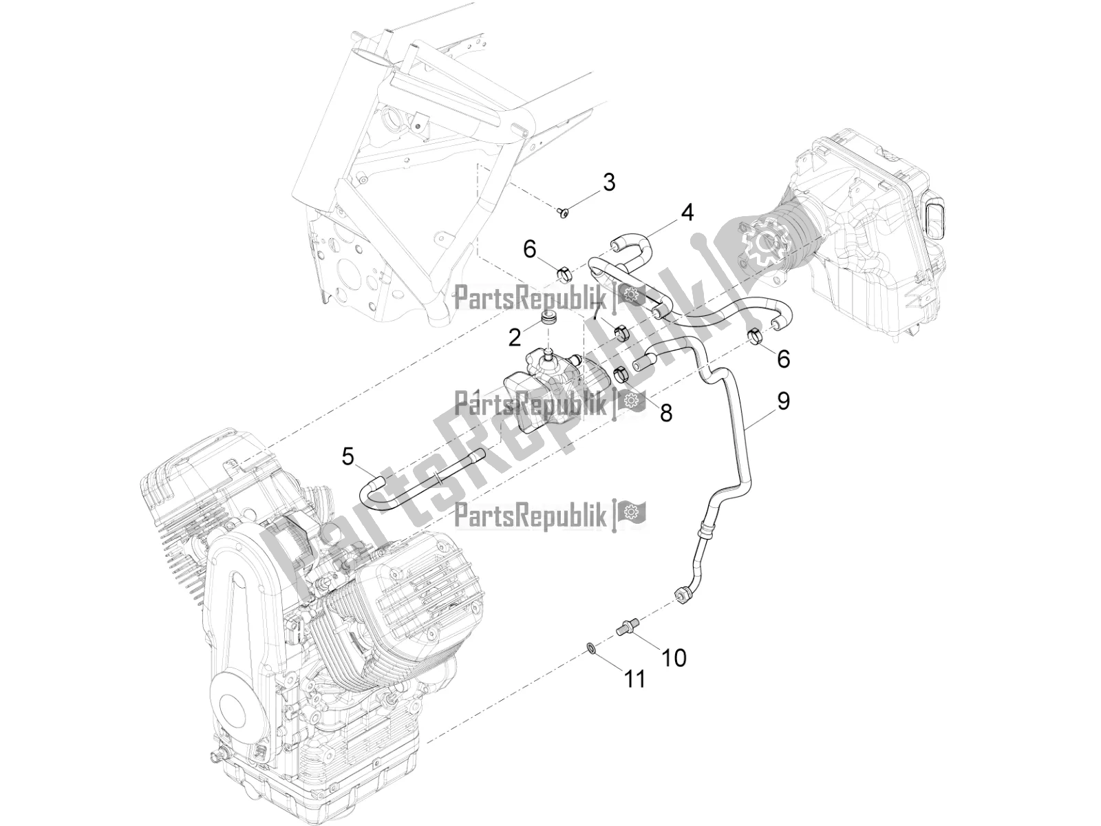 All parts for the Blow-by System of the Moto-Guzzi Audace 1400 Carbon ABS Apac 2020