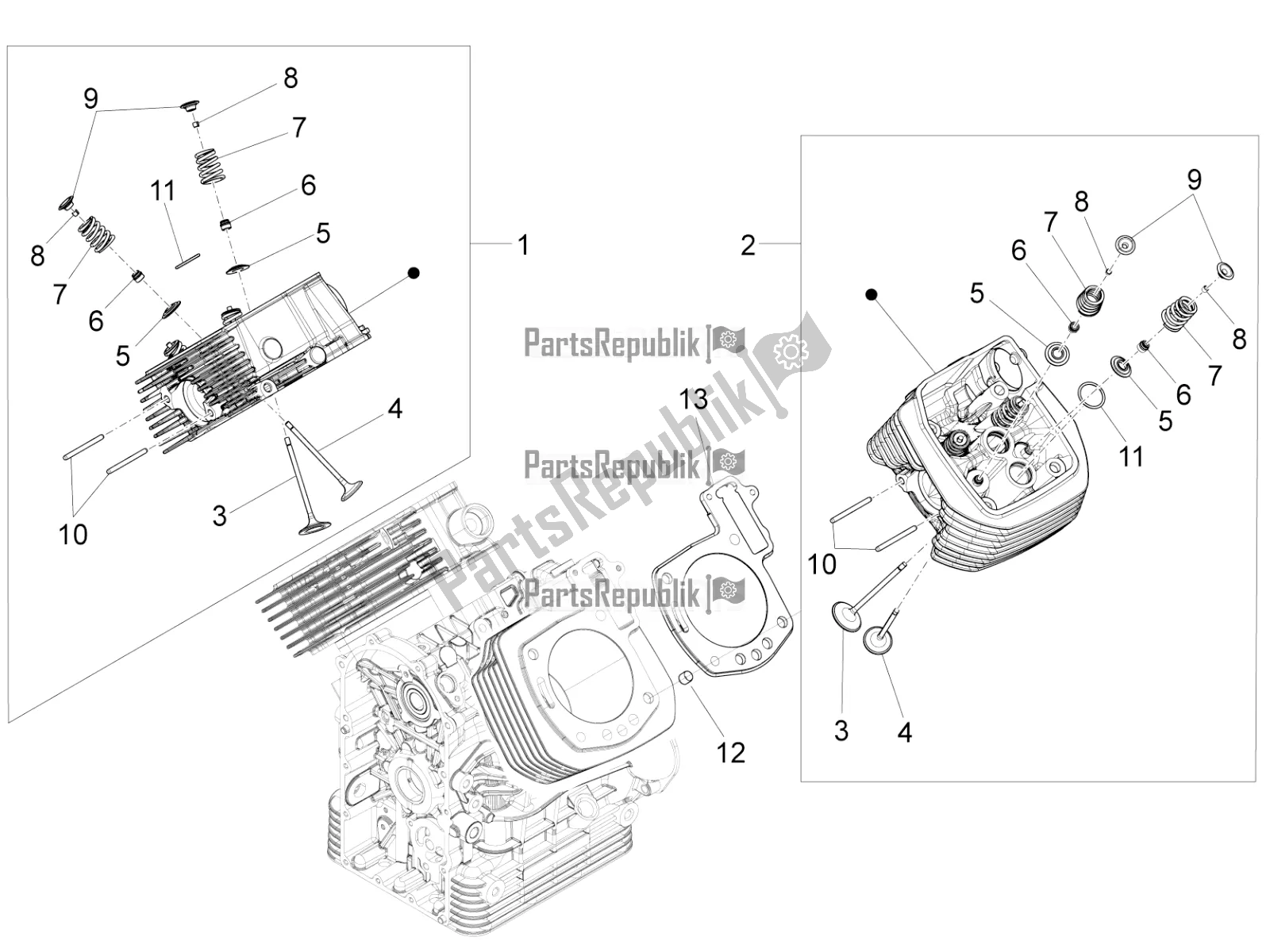 Todas las partes para Culata - Válvulas de Moto-Guzzi Audace 1400 Carbon ABS Apac 2020