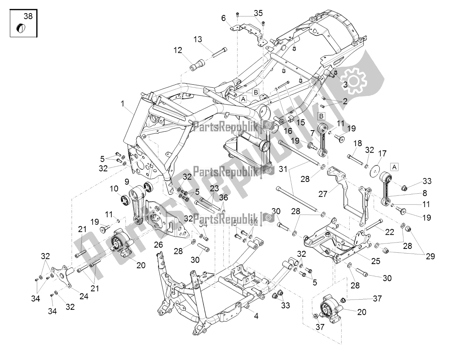 Todas las partes para Marco de Moto-Guzzi Audace 1400 Carbon ABS Apac 2020