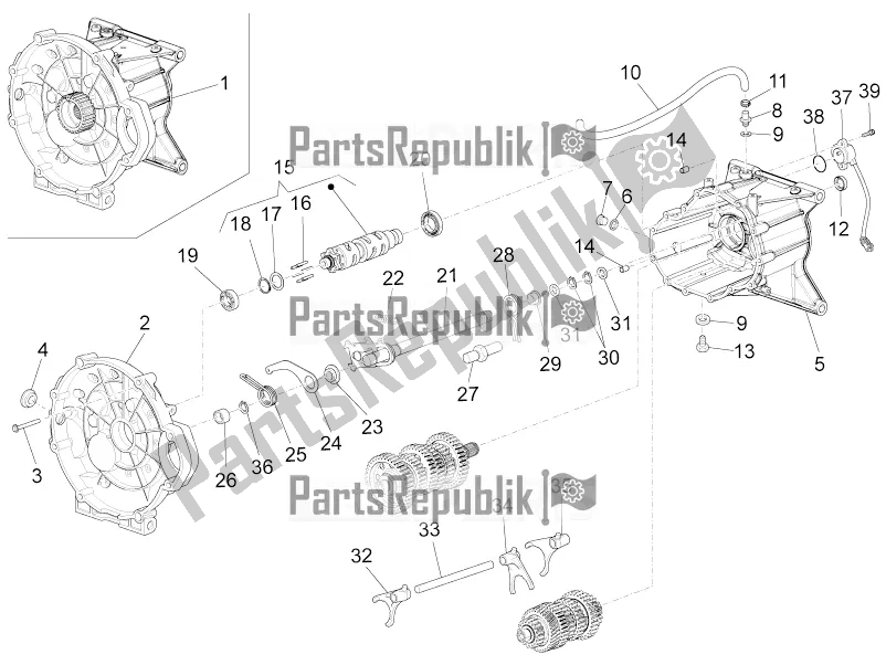 All parts for the Gear Box / Selector / Shift Cam of the Moto-Guzzi Audace 1400 Carbon ABS Apac 2020