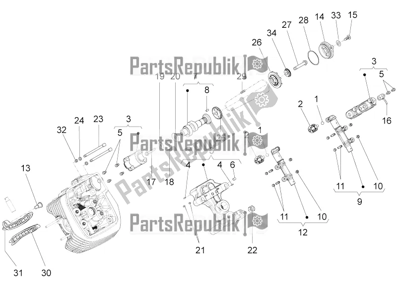 Alle onderdelen voor de Lh Cilinder Timing Systeem I van de Moto-Guzzi Audace 1400 Carbon ABS Apac 2020