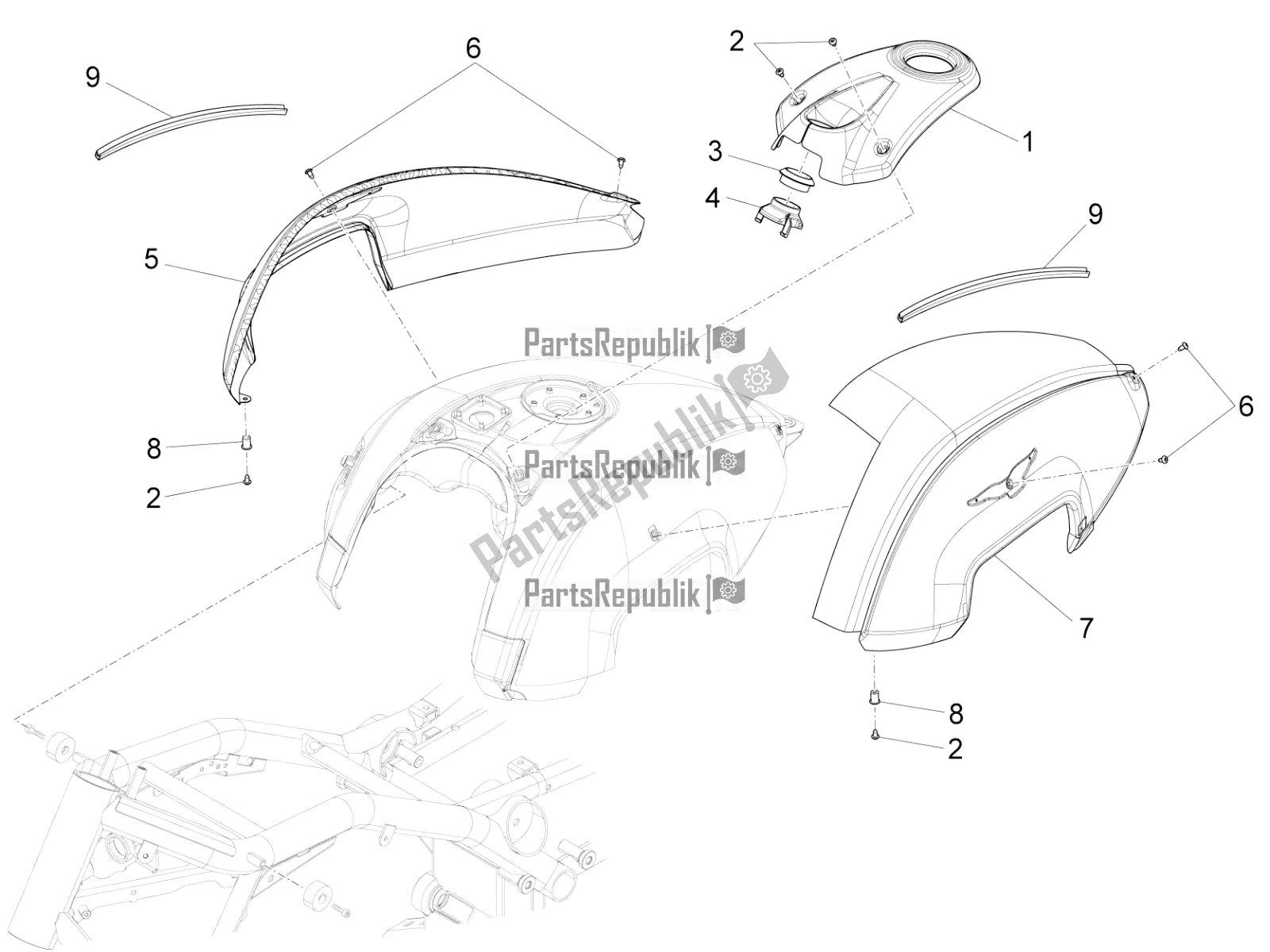 Todas las partes para Tapa Del Tanque de Moto-Guzzi Audace 1400 Carbon ABS Apac 2020