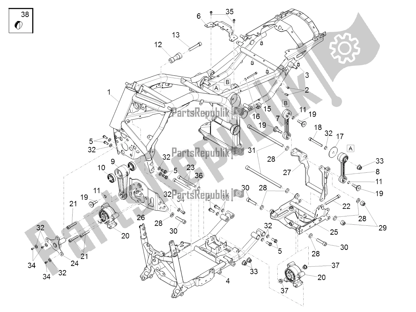 Todas as partes de Quadro, Armação do Moto-Guzzi Audace 1400 Carbon ABS Apac 2021