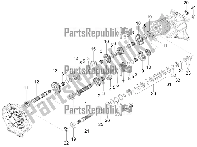 Tutte le parti per il Scatola Ingranaggi - Gruppo Ingranaggi del Moto-Guzzi Audace 1400 Carbon ABS Apac 2021