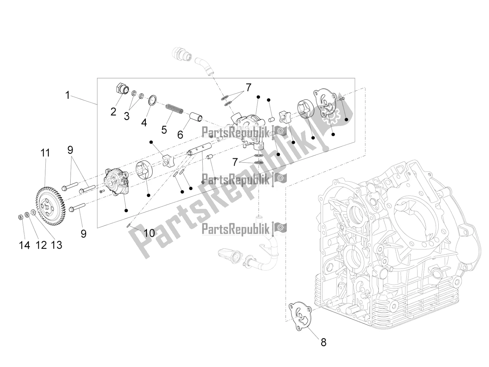 Toutes les pièces pour le La Pompe à Huile du Moto-Guzzi Audace 1400 Carbon ABS Apac 2021