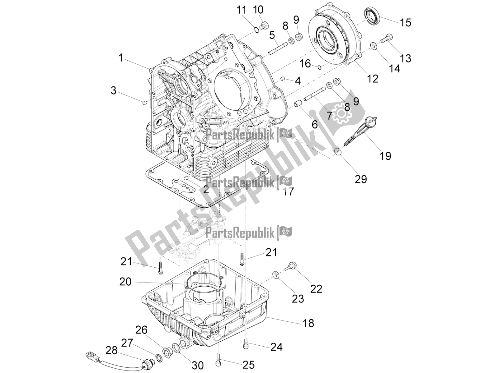 Toutes les pièces pour le Carters I du Moto-Guzzi Audace 1400 Carbon ABS USA 2017