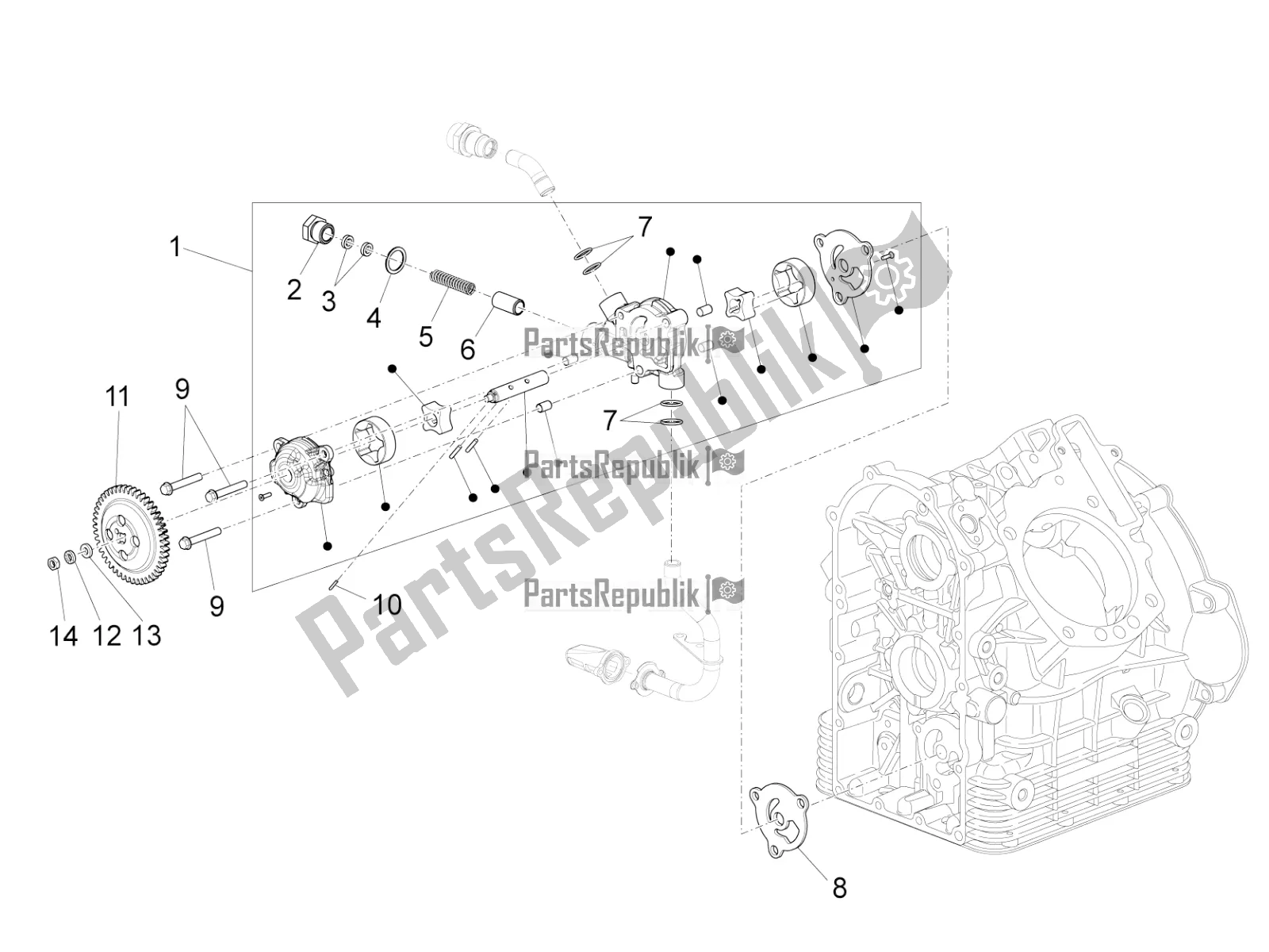 Toutes les pièces pour le La Pompe à Huile du Moto-Guzzi Audace 1400 Carbon ABS USA 2017