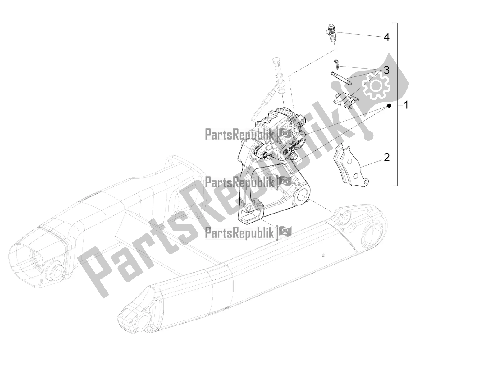 Toutes les pièces pour le étrier De Frein Arrière du Moto-Guzzi Audace 1400 Carbon ABS USA 2017