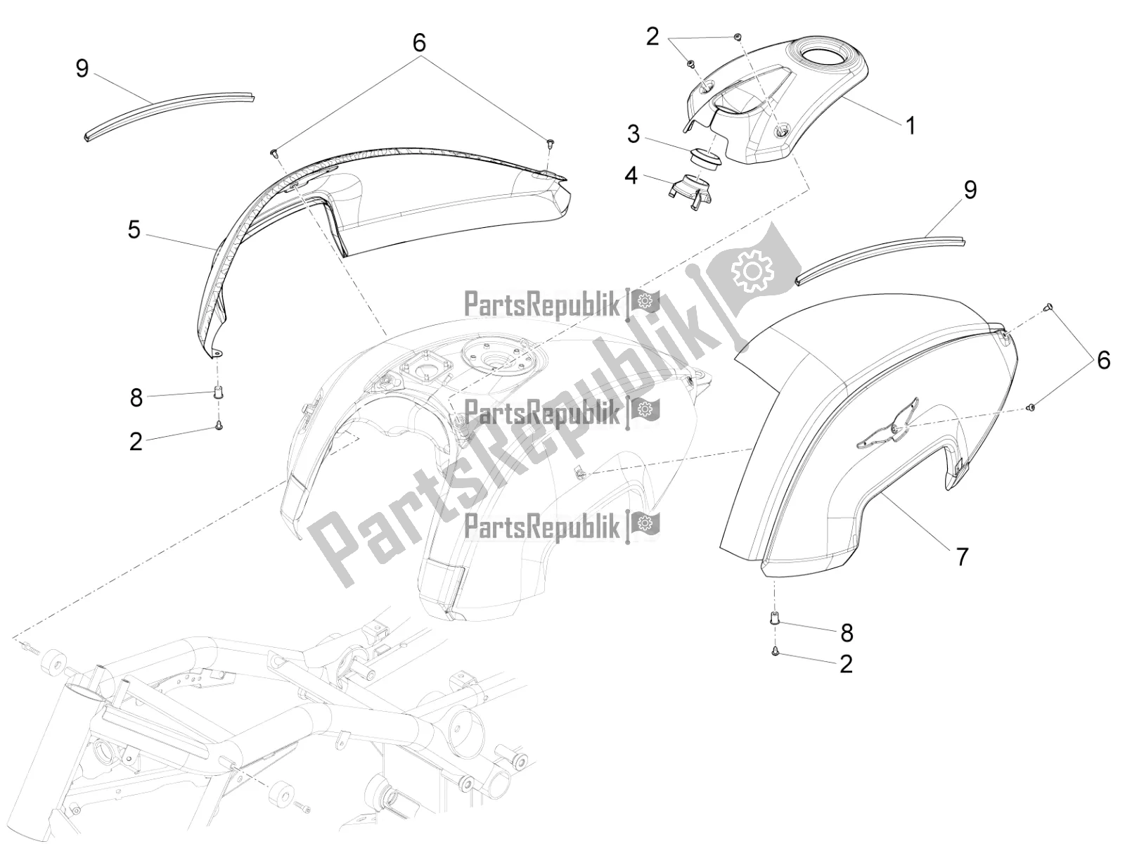 Toutes les pièces pour le Couvercle De Réservoir du Moto-Guzzi Audace 1400 Carbon ABS USA 2017