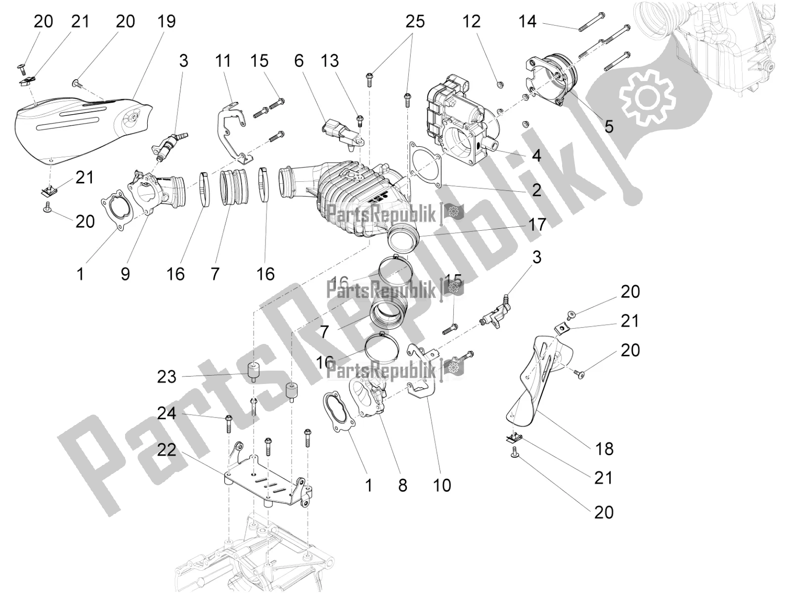 All parts for the Throttle Body of the Moto-Guzzi Audace 1400 Carbon ABS USA 2017